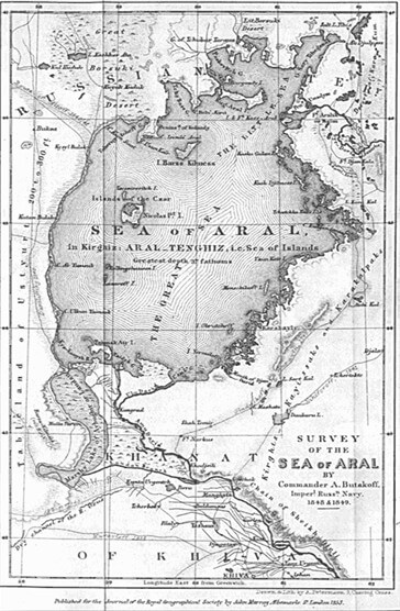 Рис. Карта Аральского моря (Бутаков Г.И.).